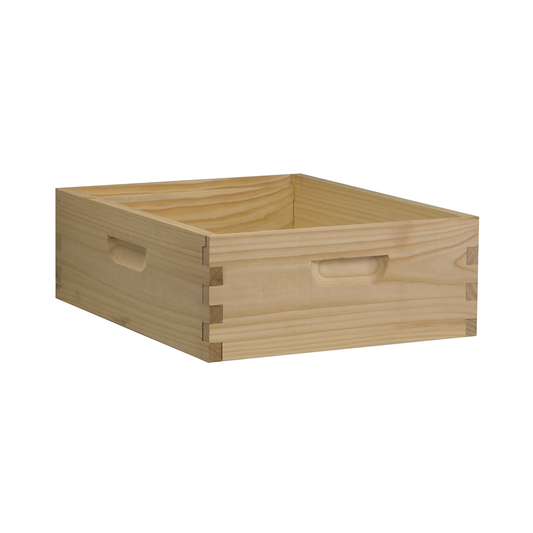 Galena Farms 10-frame medium honey super hive body made of Amish-made Eastern white pine, without frames or foundations.