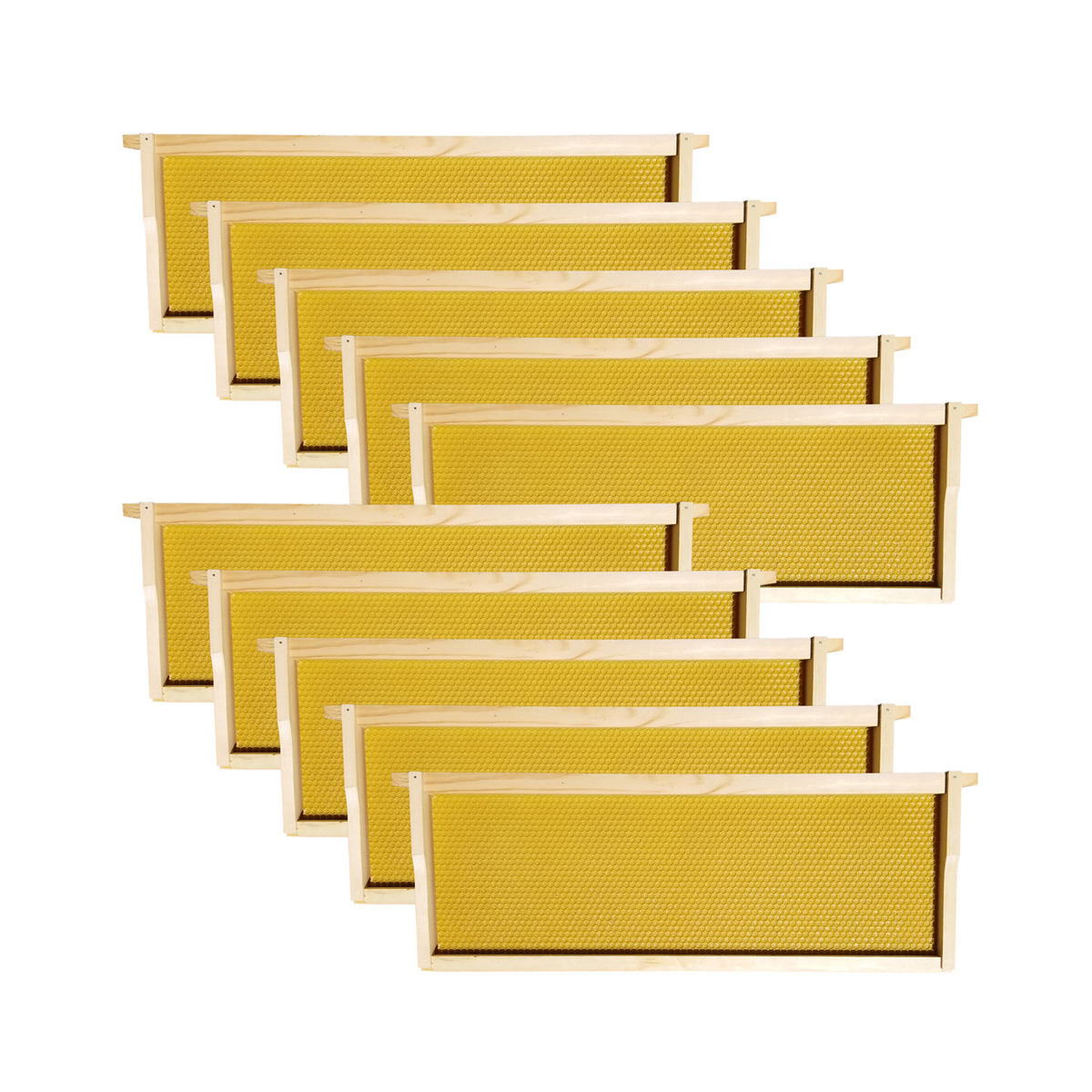 Galena Farms 10-frame beehive kit with painted, fully assembled hive, including medium and deep boxes, frames, and wax-coated foundations.