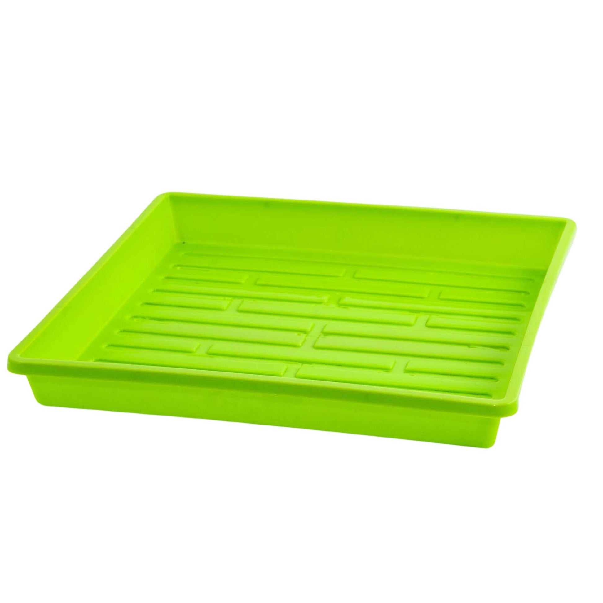 Bootstrap Farmer 1010 Shallow Seed Trays with green color and shallow design, ideal for seed starting and propagation.
