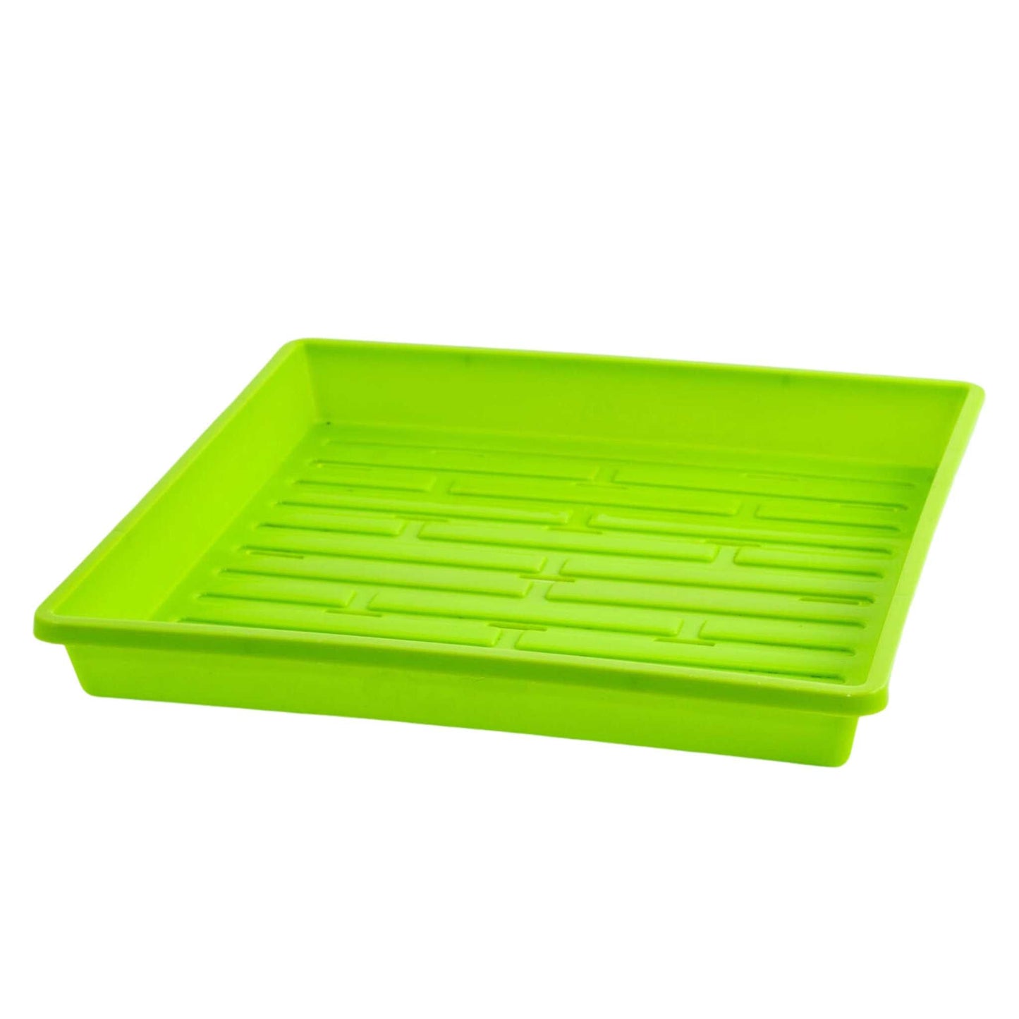 Bootstrap Farmer 1010 shallow seed trays in green, showing multiple trays with individual cell compartments for seed starting.