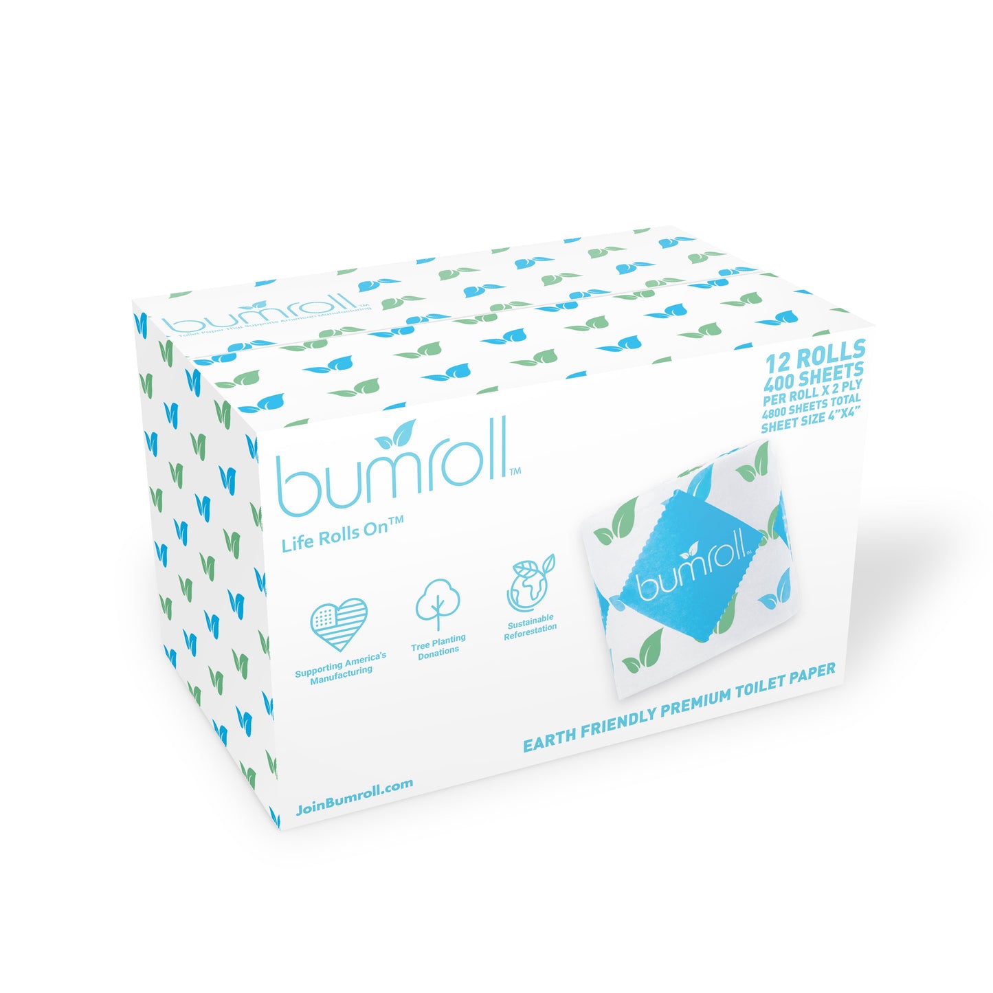 Join Bumroll bamboo toilet paper, eco-friendly and soft, made in the USA with sustainable bamboo, shown in a clean roll.