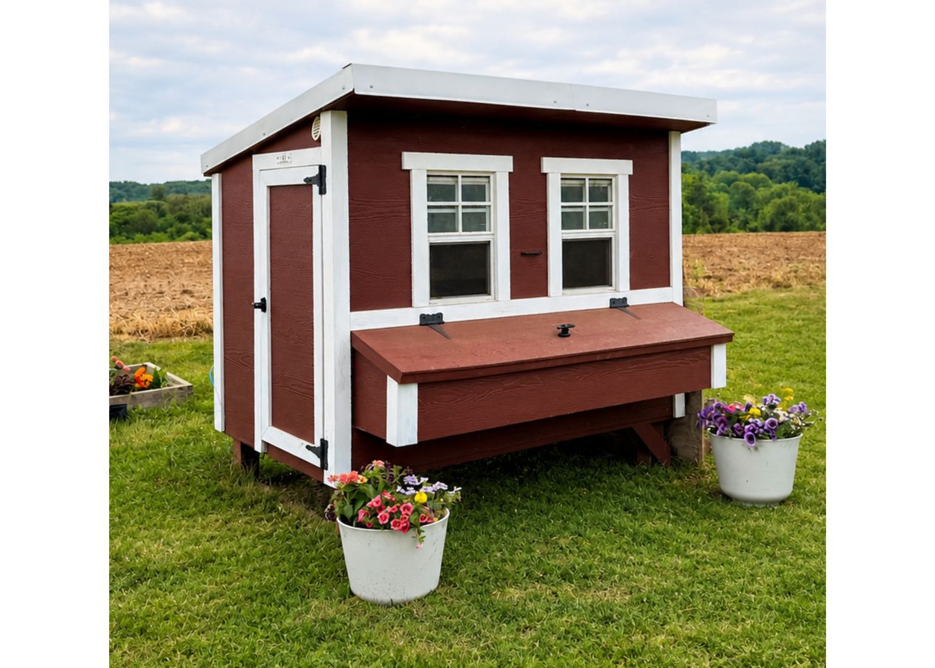 Large OverEZ Chicken Coop for up to 15 chickens, featuring spacious design, sturdy structure, and secure nesting areas.