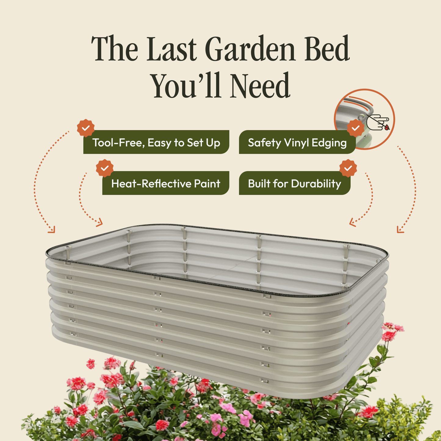 13.png: 17-inch tall Gro-Rite Garden Global LLC 6-in-1 premium metal raised garden bed kit with no tools needed, outdoors.