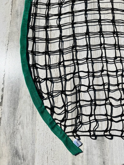 Green regular haynet from Haylo Haynets, LLC, showing a durable net for storing and feeding hay to livestock.