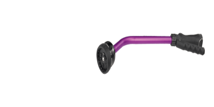 Dramm 16-inch Kaleidoscope Rain Wand in vibrant berry color, a garden watering tool with a decorative, patterned spray head.
