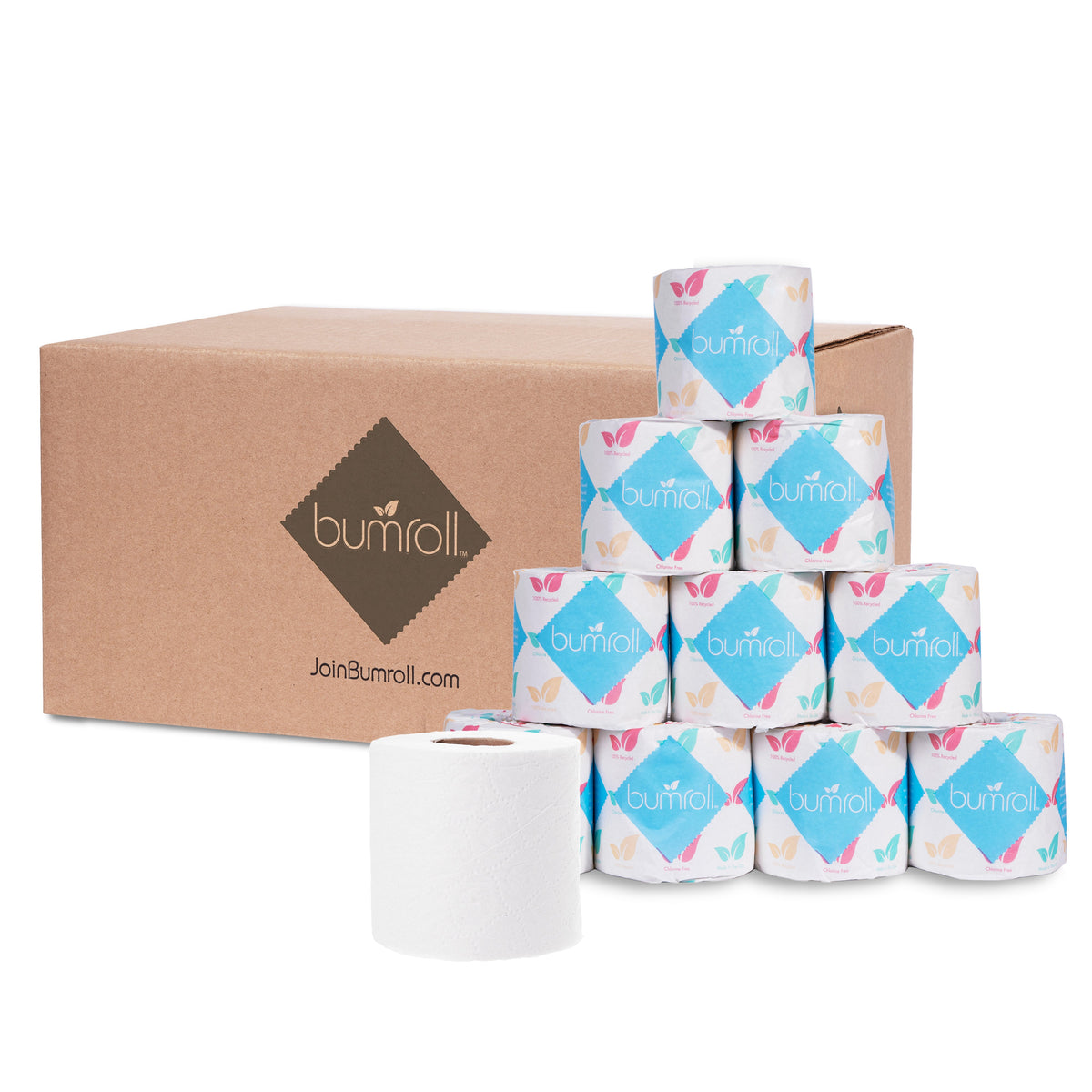 Join Bumroll bamboo toilet paper and paper towels, eco-friendly, made in the USA, with lush green bamboo plants in the background.