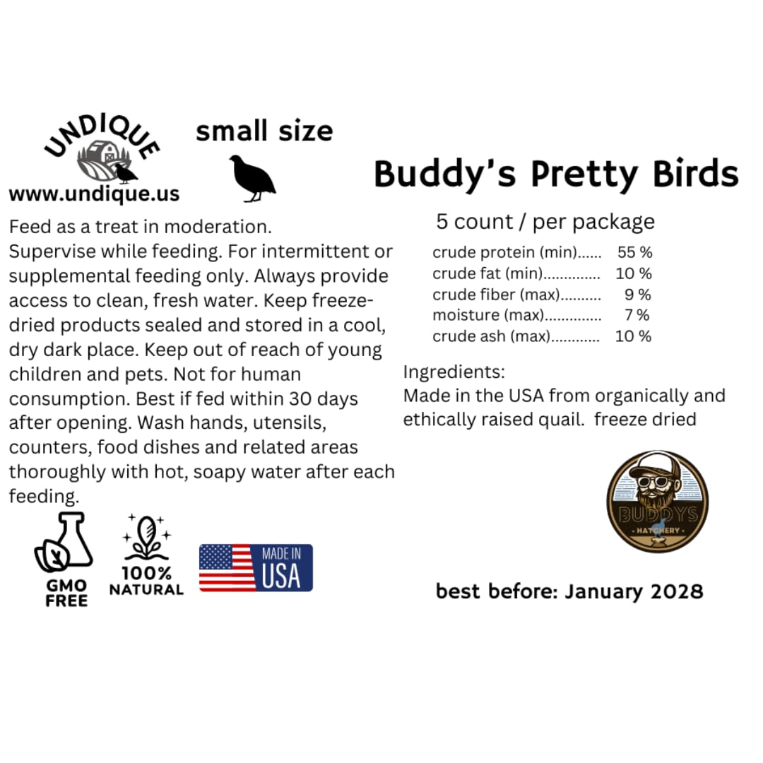 Freeze-dried whole quail for carnivore pets, showing small natural quail treats with visible feathers and meat for healthy feeding.