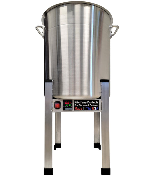 15-gallon 120V 2,000W poultry scalder for chickens, ducks, geese, and pheasants, made in the USA, from coopsnmore.com