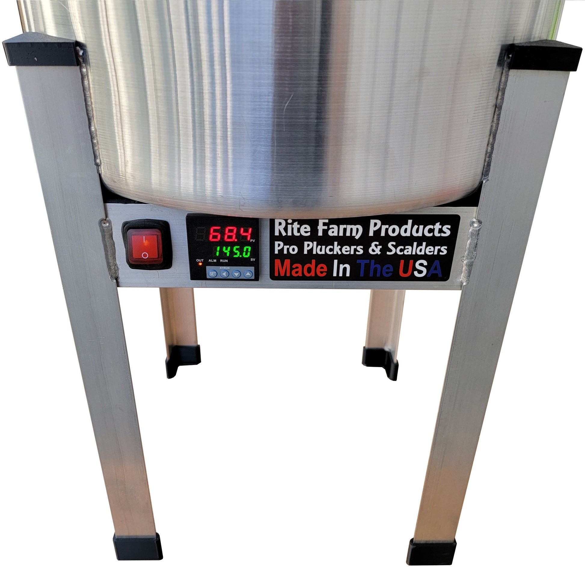 15-gallon 120V 2000W poultry scalder for chicken, duck, goose, and pheasant processing, made in the USA.