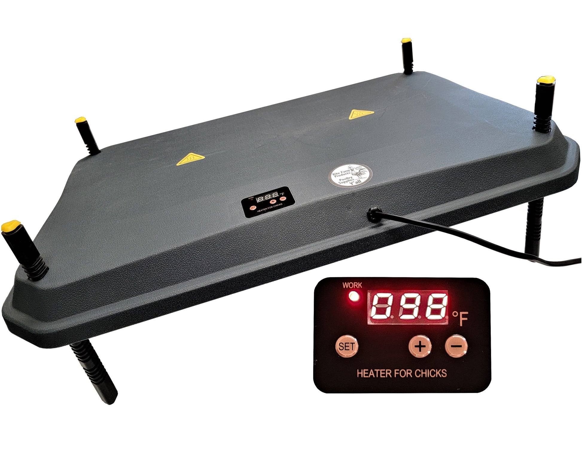 16x24 inch chicken, duck, goose, and pheasant brooder heating plate with digital temperature control and 66-watt power.