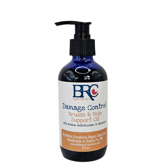 By Robin Creations Damage Control bruise and varicose vein support oil bottle, natural body care product for skin healing and support