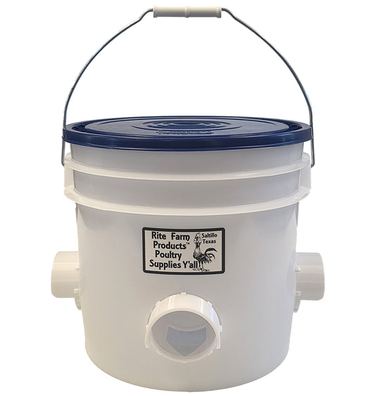 Made in the USA 22 lb capacity automatic poultry feeder with 4 ports for chickens, ducks, geese, and pheasants.