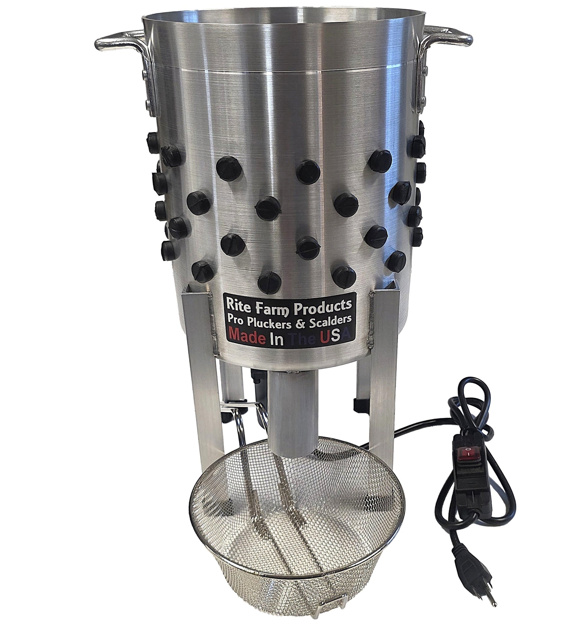 COMBO Rite Farm Products Pro USA quail plucker and 4-gallon 120V 1,000W quail scalder for small bird processing, shown in the image.