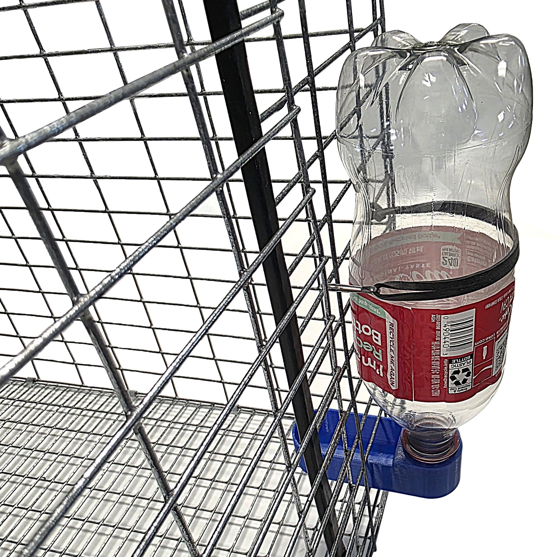 Bird water bottle with drinking cups and mounting bands for quail, pigeons, and doves, made in Texas by coopsnmore.com