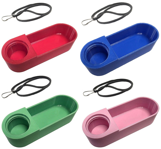 Soda pop water bottle bird drinker cups with mounting bands and clasp for quails, pigeons, and doves, made in Texas.