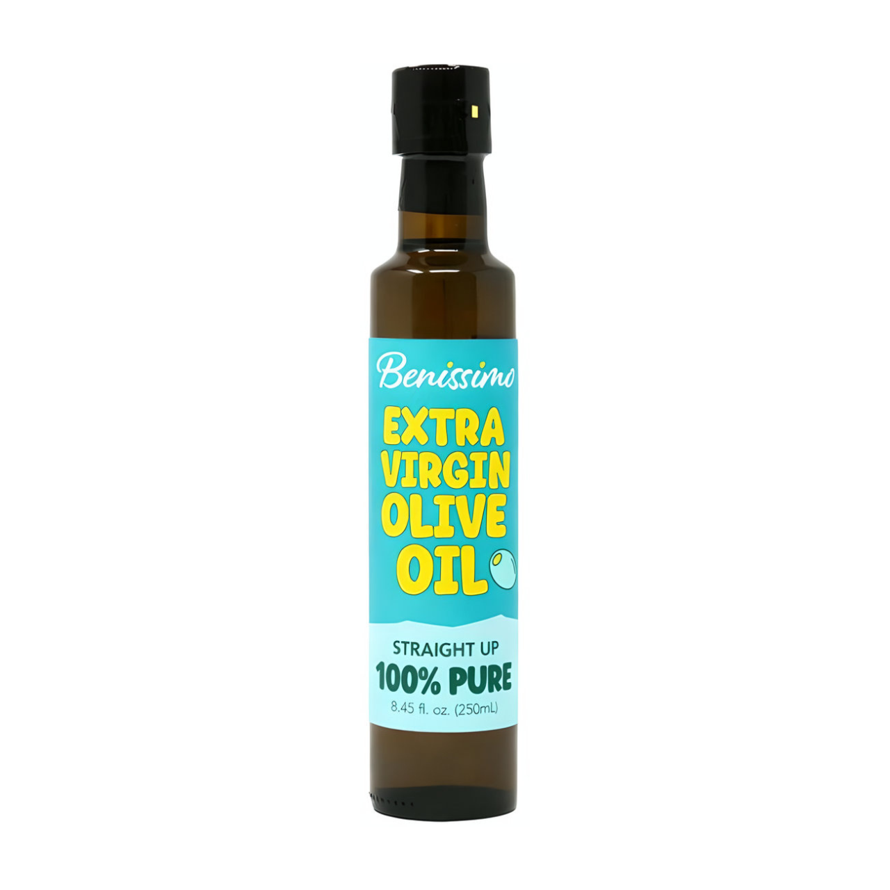 Benissimo Extra Virgin Olive Oil bottle from Hongar Farms with Dorica label, 250mL glass container.
