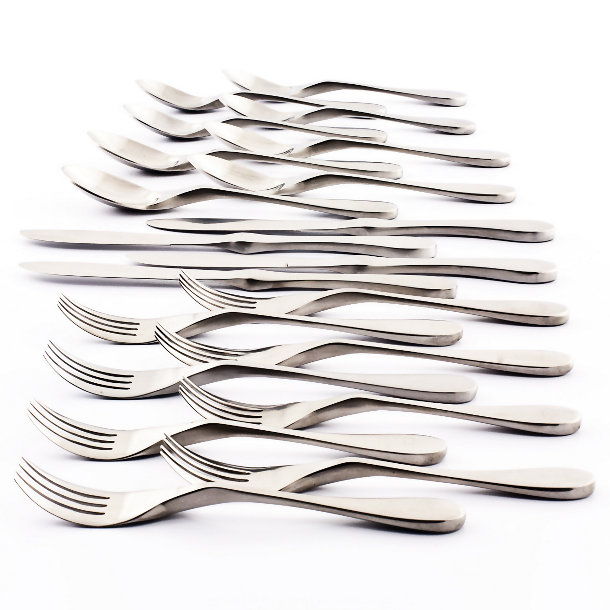 Knork Original 20-piece flatware set with forks, knives, spoons for four people, stainless steel tableware.