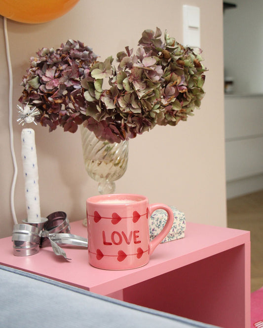 Ceramic Mug with Hand Painted Love - 14.2 oz