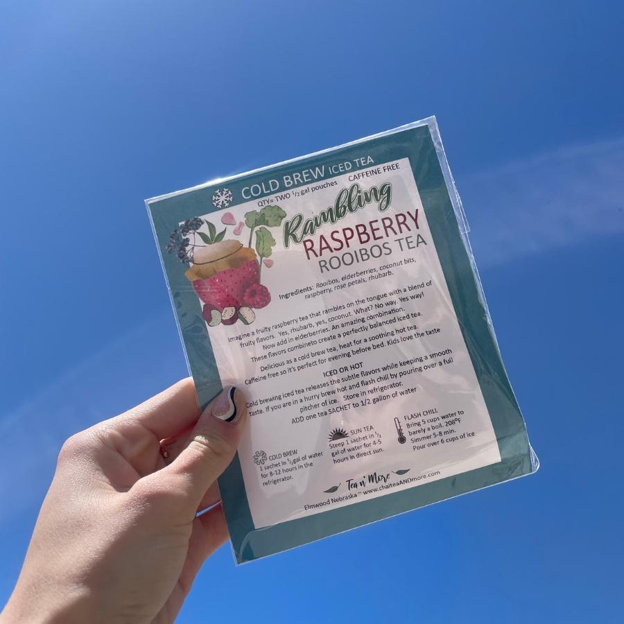 Two half-gallon bags of Rambling Raspberry decaffeinated tea in a beverage multipack from BuyNebraska.com