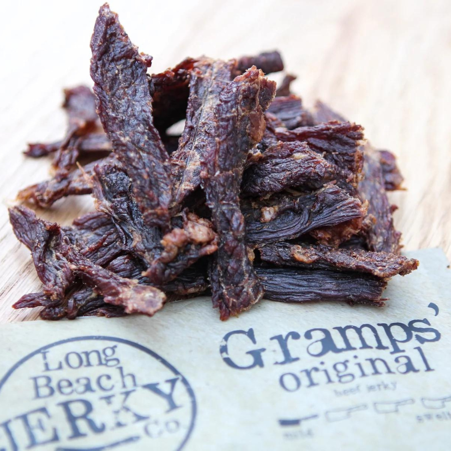 BuyNebraska Gramps Original Flavor Beef Jerky 2.5 oz package with visible beef slices and jerky texture.