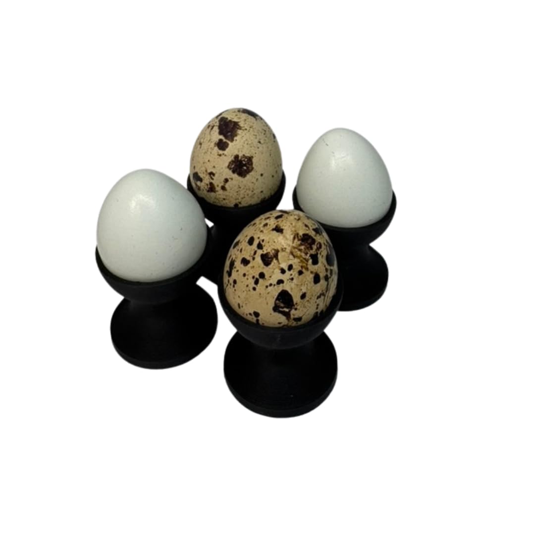 Set of four Quailz mini egg cups for quail eggs, featuring durable holders designed for serving small eggs stylishly.
