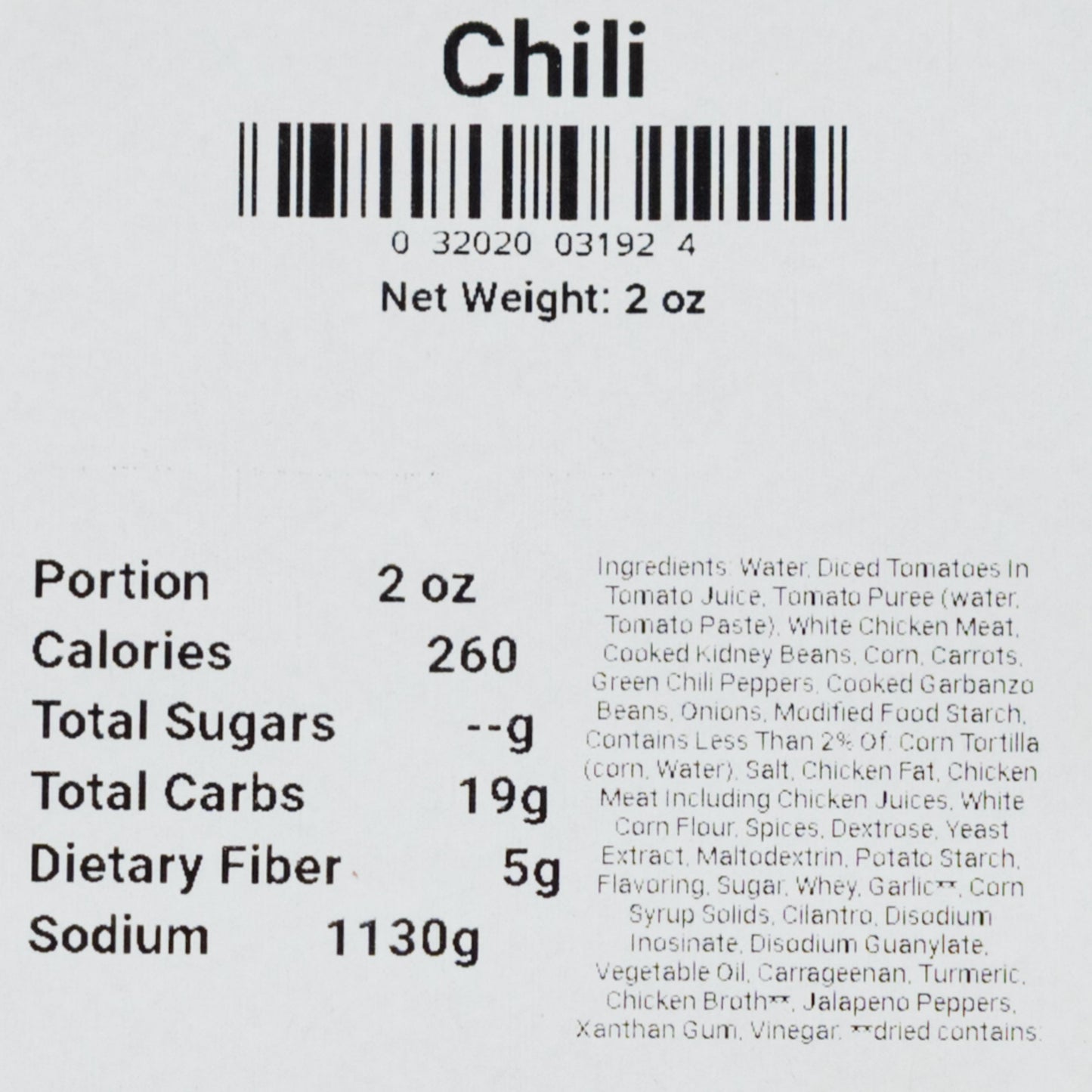 Freeze dried chili soup by Wicked Good Foods in 2 oz package, ready to add flavor to your meals.