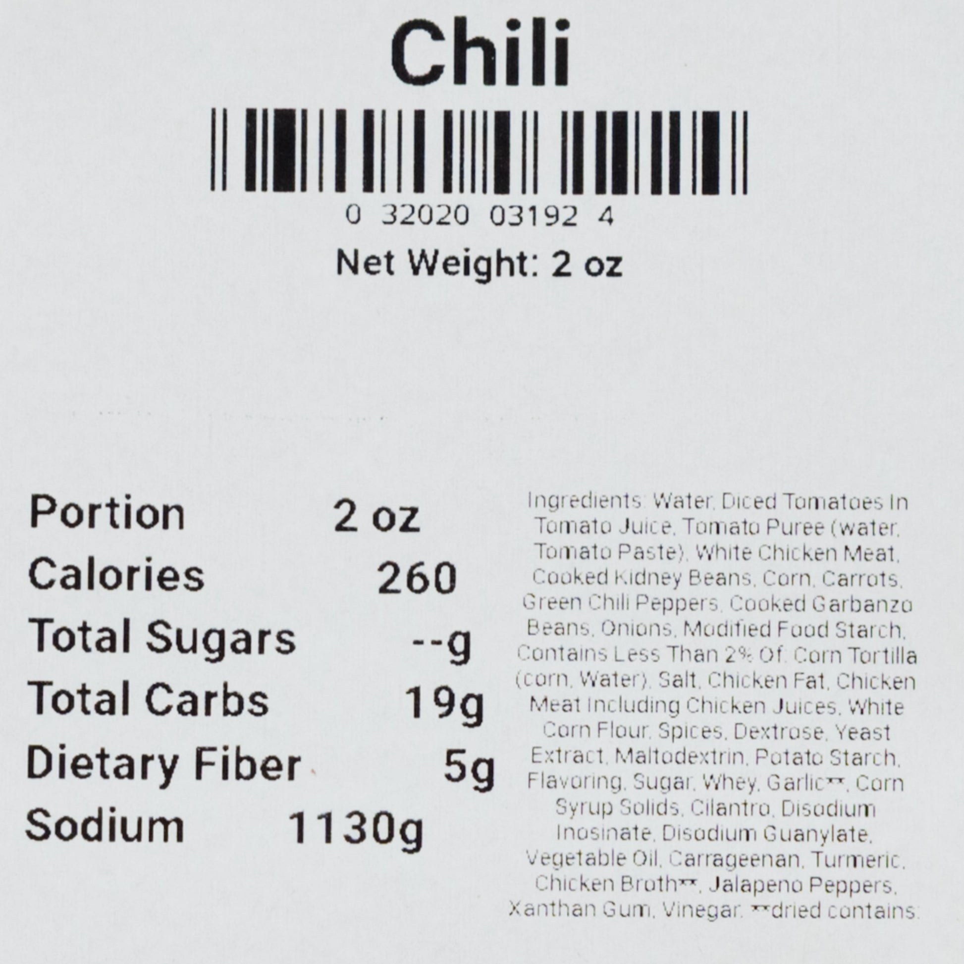 Freeze dried chili soup by Wicked Good Foods in 2 oz package, ready to add flavor to your meals.
