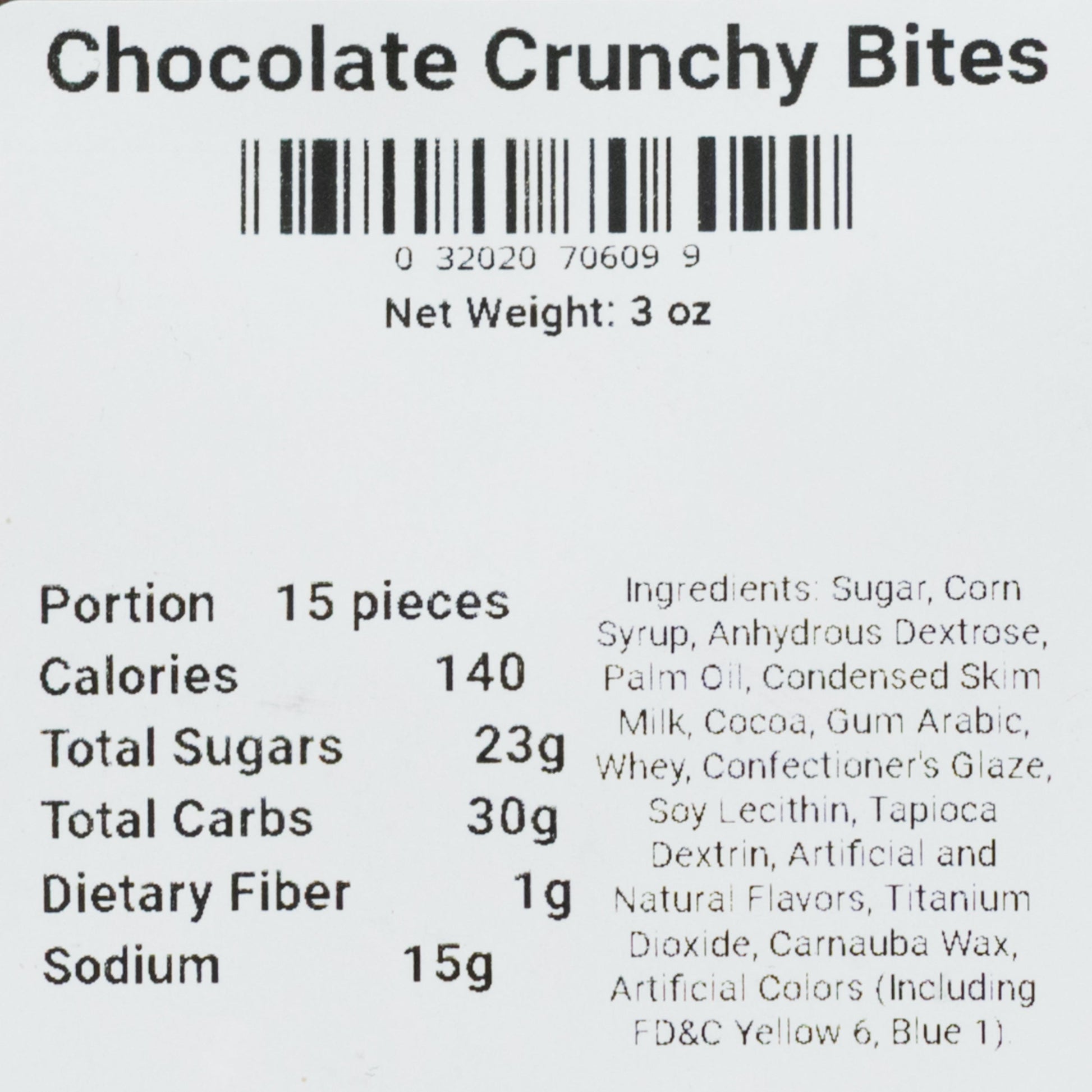 Freeze dried chocolate crunchy bites by Wicked Good Foods, 3 oz package, showcasing crispy chocolate snack pieces.