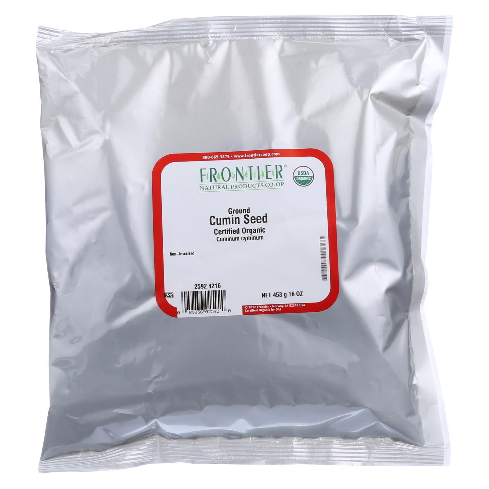 Organic cumin seed powder by Cozy Farm in a 1lb bulk package, featuring finely ground cumin seeds for cooking and seasoning.