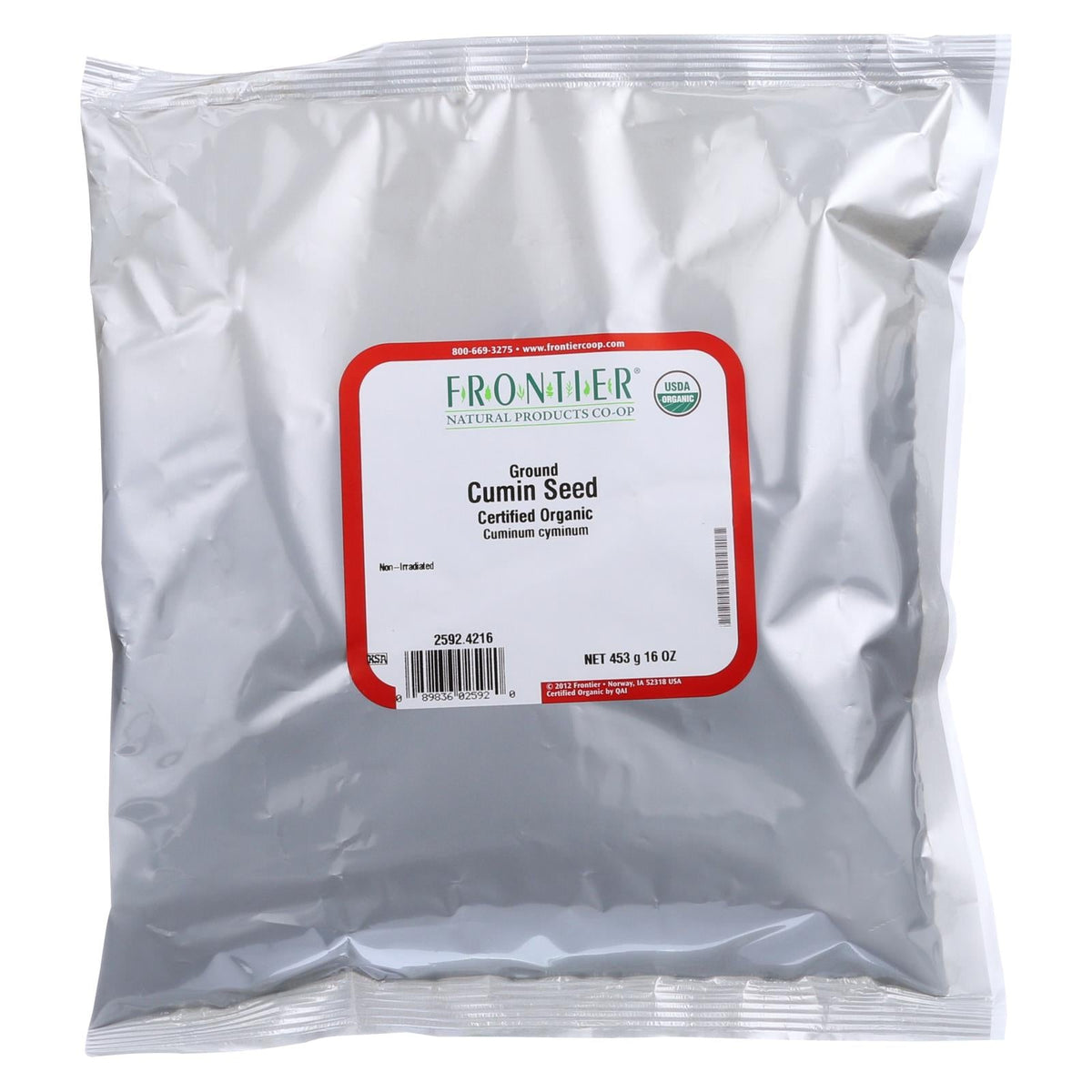 Organic cumin seed powder in a 1lb bag from Cozy Farm, ground cumin spice for cooking and seasoning in food and beverage recipes.