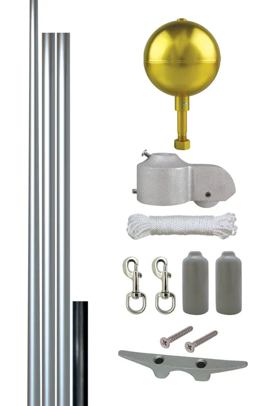 20-foot commercial-grade aluminum flagpole by Flagman of America, three-section, made in USA, suitable for outdoor display