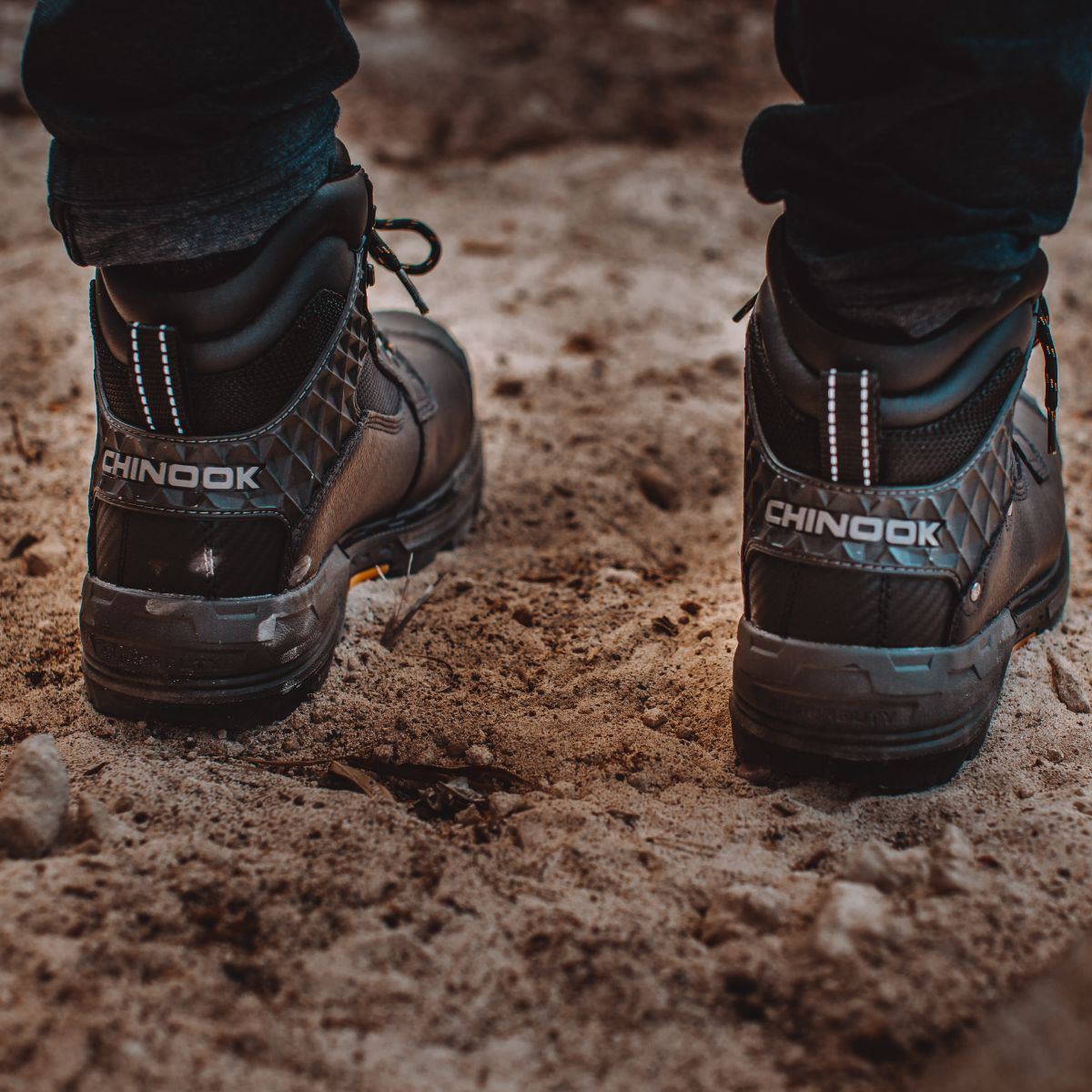 Chinook® waterproof black work boot with 6-inch composite toe pallet jack safety shoe for industrial jobs.