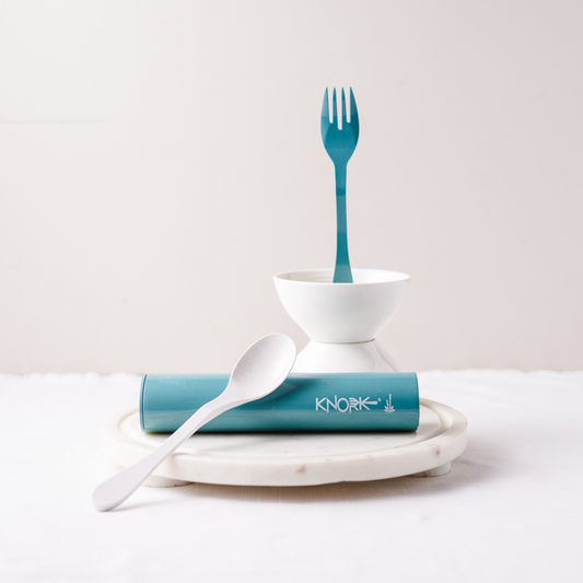 Knork Eco 3-piece travel bamboo cutlery set with fork, flatware, and silverware for eco-friendly dining on the go