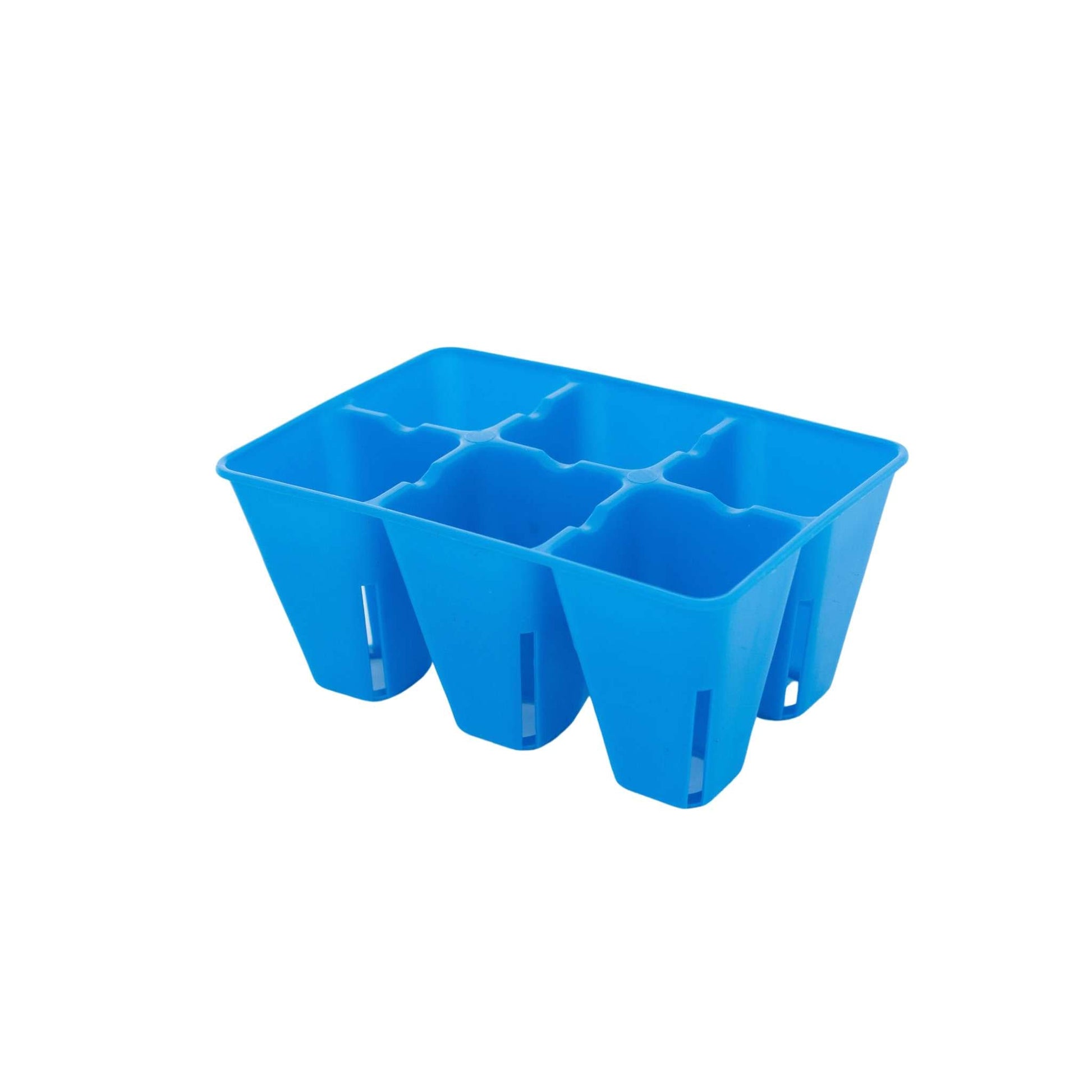 Bootstrap Farmer 6-cell plug tray inserts in various colors, designed for efficient seed starting and planting.
