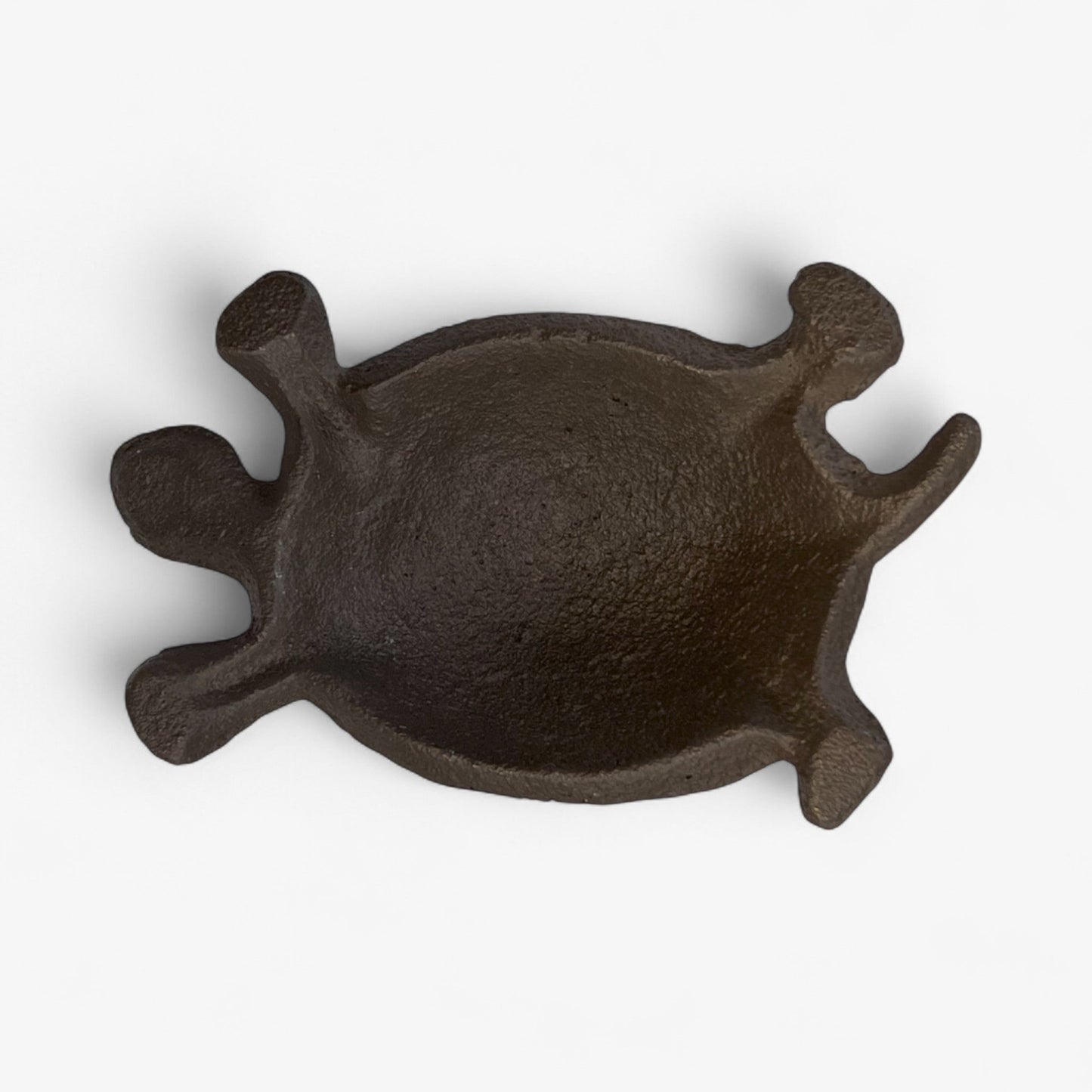 Rustic cast iron turtle garden statue by Iron & Blossom, featuring whimsical outdoor decor with detailed textured shell and charming design.