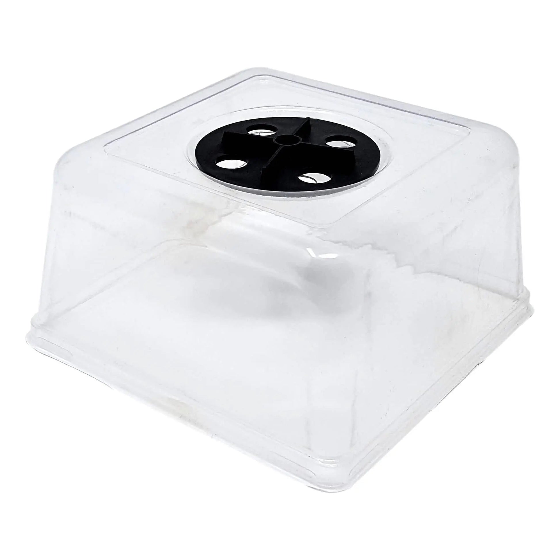 Bootstrap Farmer 5x5 plant humidity dome for seed starting and propagation, clear plastic cover with ventilation holes.
