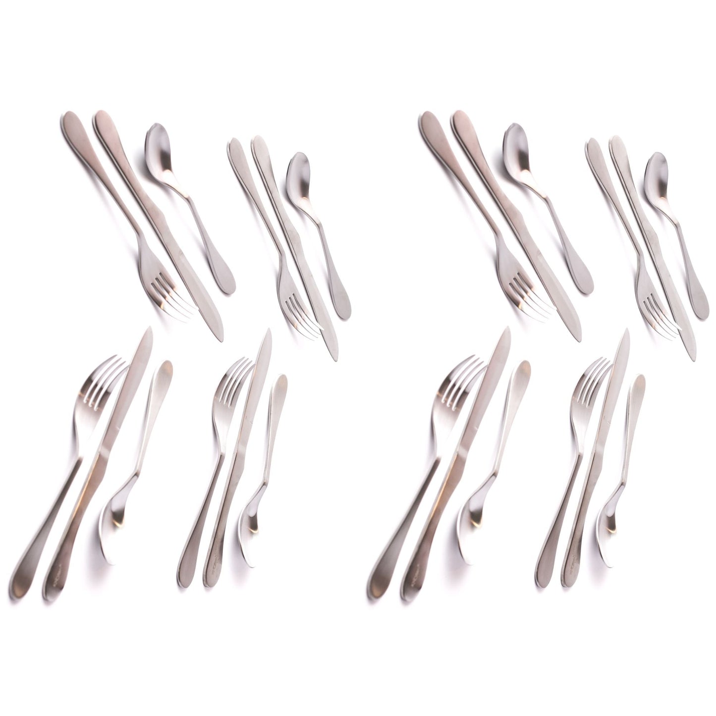 Knork Lite 24-piece flatware set with forks, knives, and spoons, featuring modern silverware design for dining.