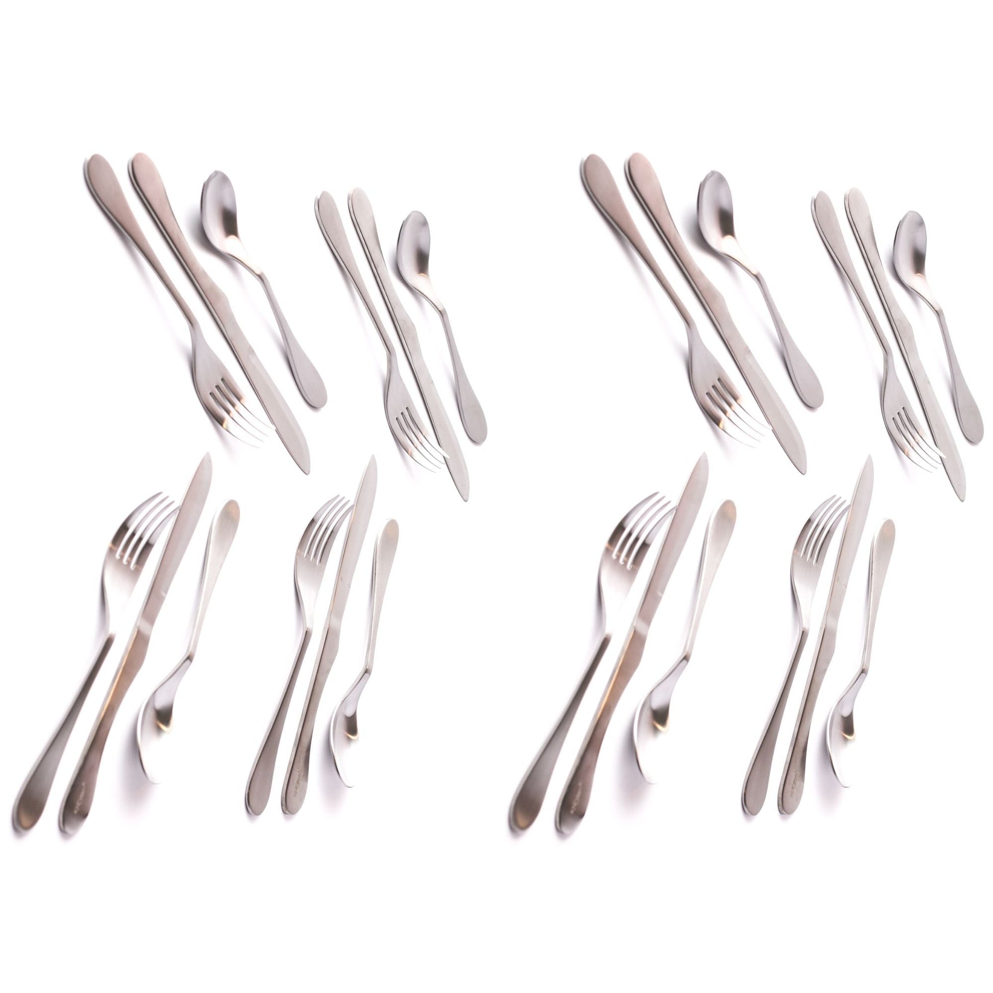 Knork Lite 24-piece flatware set with forks, knives, and spoons, featuring modern silverware design for dining.