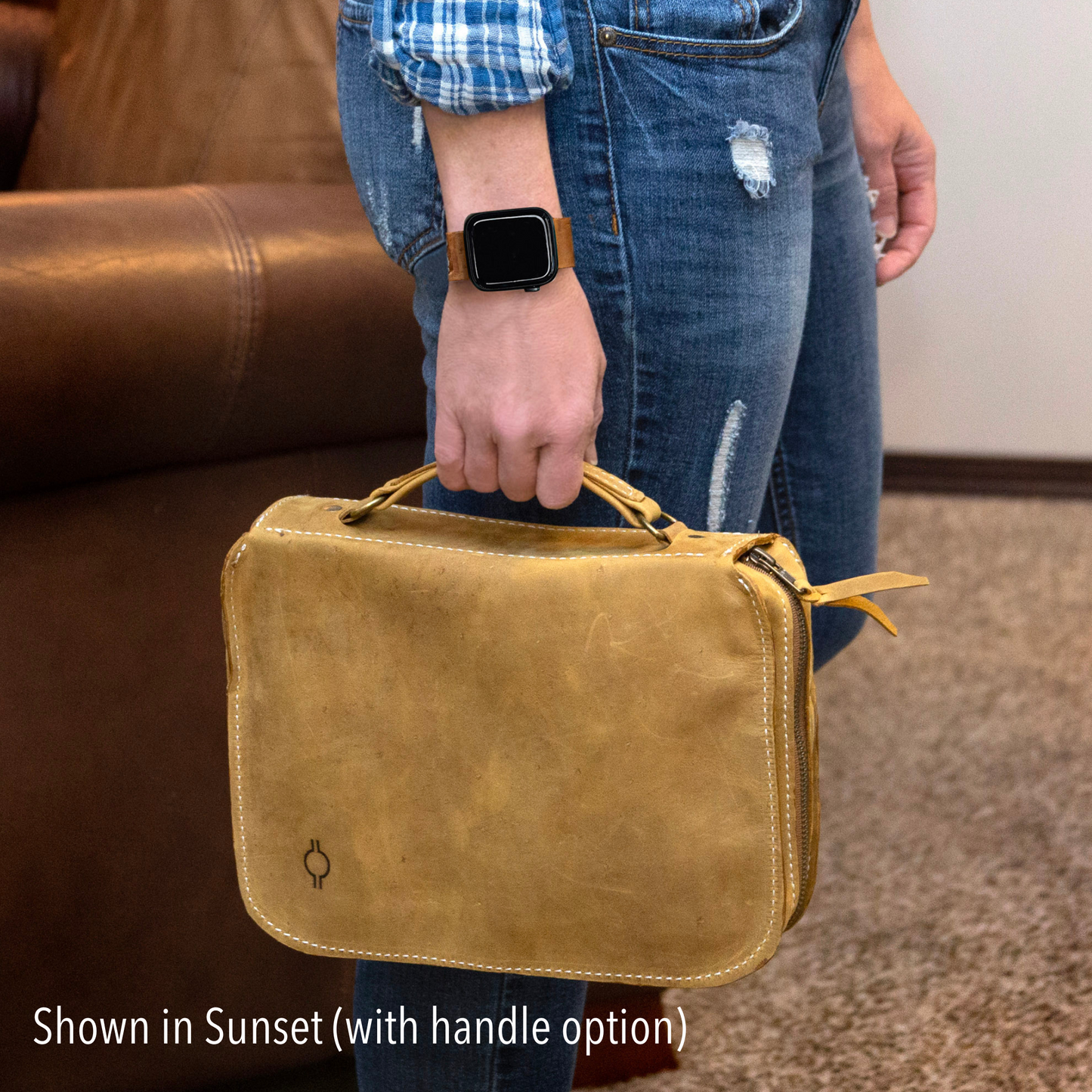 Rebekah Scott Designs 1948 Bible Cover in evergreen fabric with decorative stitching and a secure zipper closure.