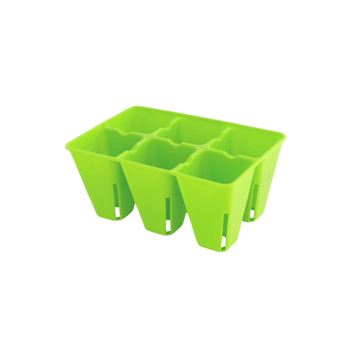 Green Bootstrap Farmer 6-cell plug tray insert for seed starting and planting, made of durable cell tray material.