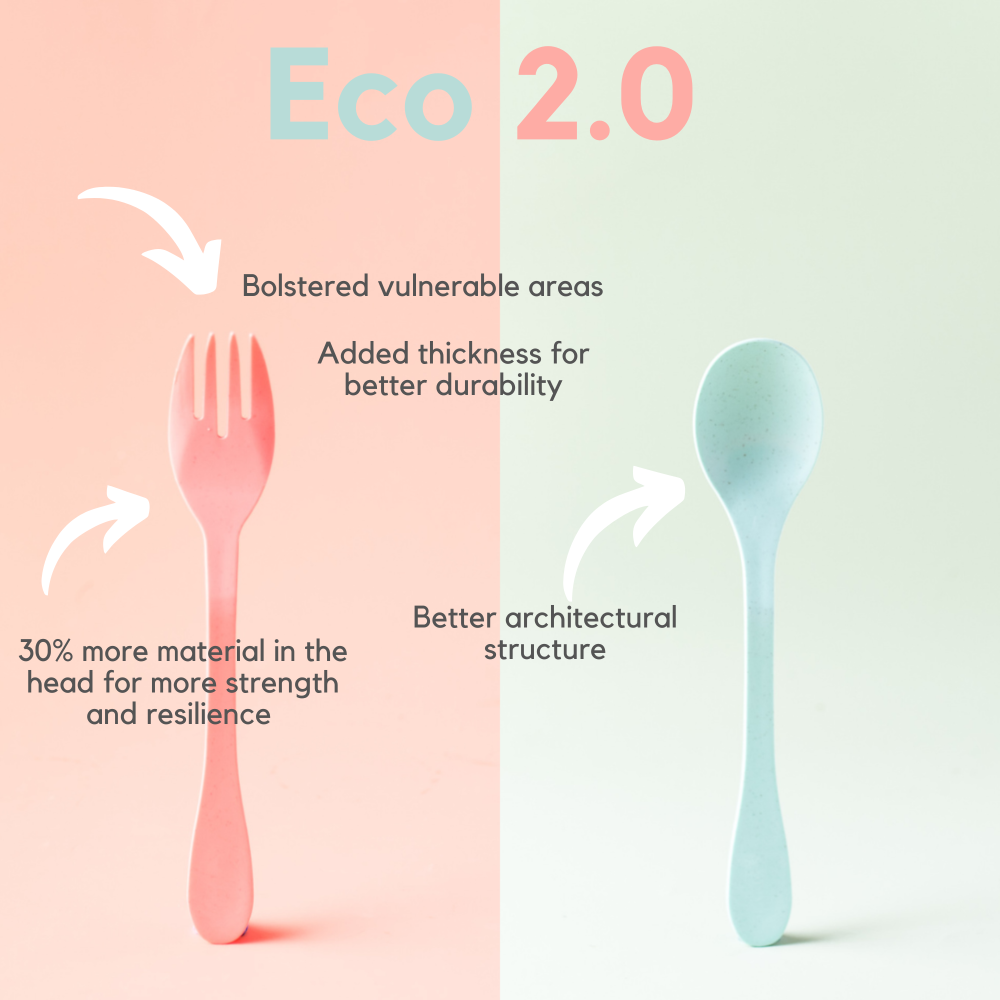 Eco 12-piece cutlery set by Knork includes forks, knives, and spoons made from eco-friendly materials, displayed on a neutral background.