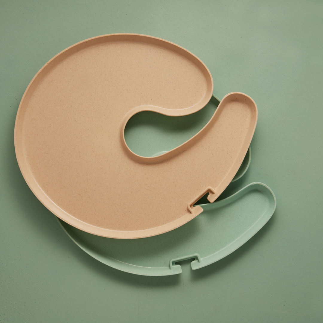 Set of two Knork Eco Party Plates with sustainable design, featuring a white surface and modern round shape for eco-friendly events.