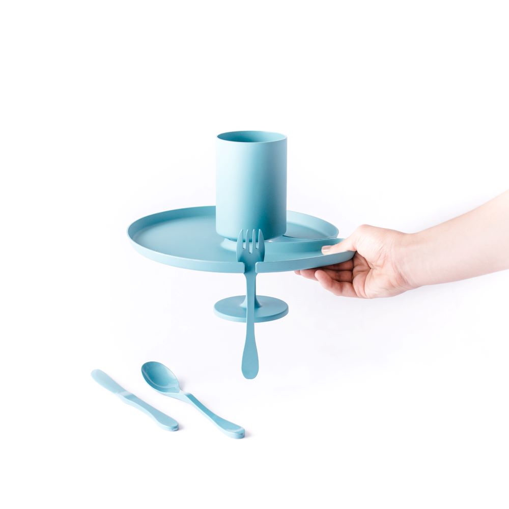 Knork Eco Party Pack 5-piece set with reusable utensils, including forks, knives, and spoons, made from eco-friendly materials.