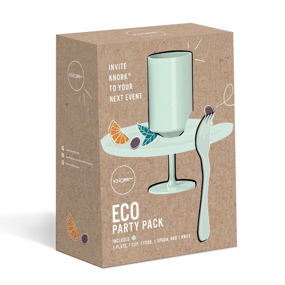 Knork Eco Party Pack 5-piece set of reusable utensils with eco-friendly design, including forks, knives, and spoons.