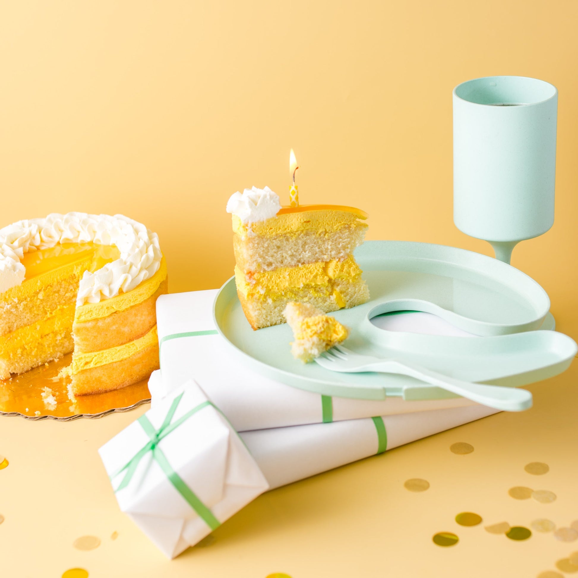 Eco Party Pack 5-piece set by Knork, includes reusable eco-friendly plates, cups, and utensils for sustainable celebrations.