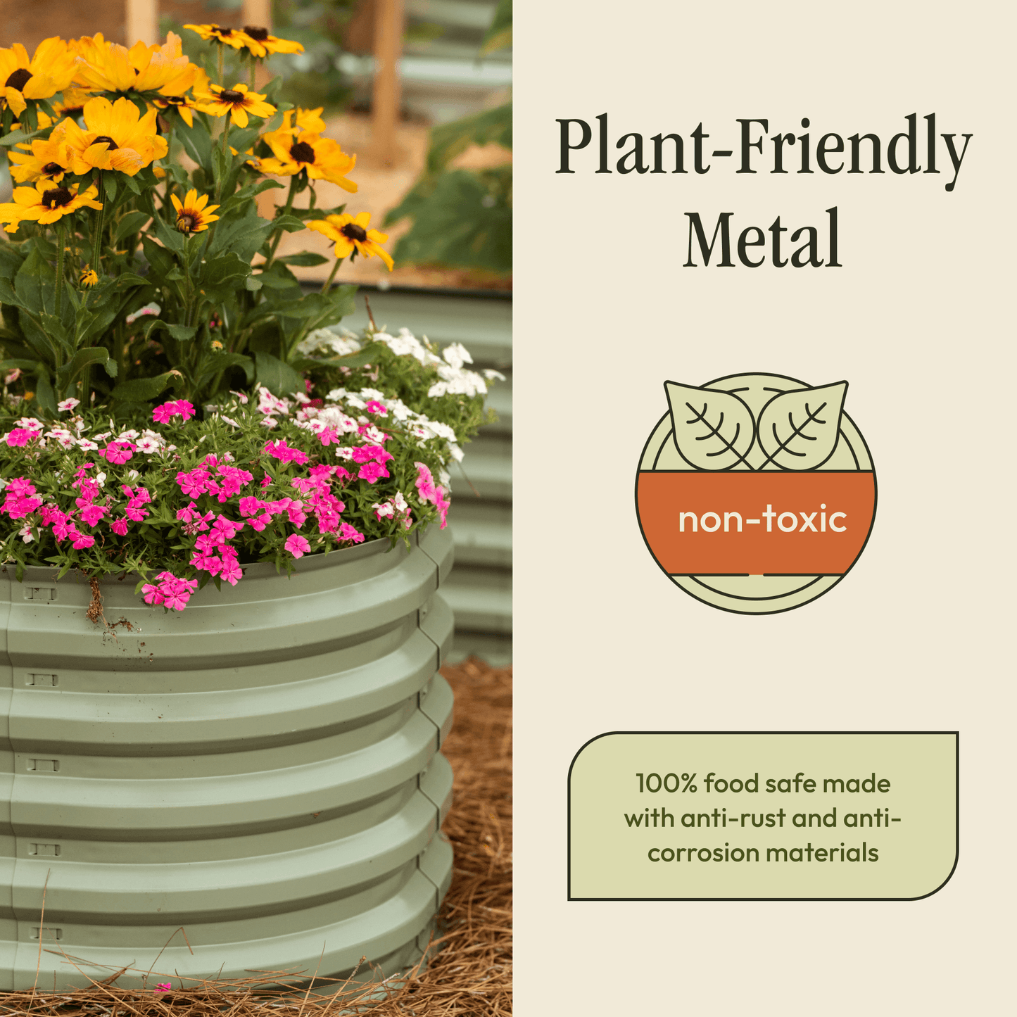 17-inch tall Gro-Rite Garden Global LLC 6-in-1 metal raised garden bed kit with modular design and no tools needed for assembly.