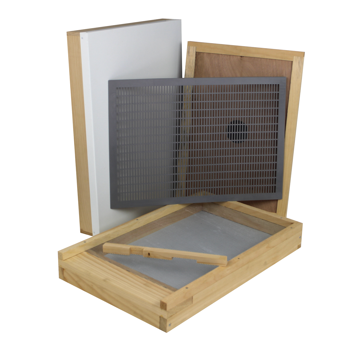 Galena Farms 8-frame hive base kit with Amish-made telescoping top, inner cover, screened bottom, and queen excluder for beekeeping.