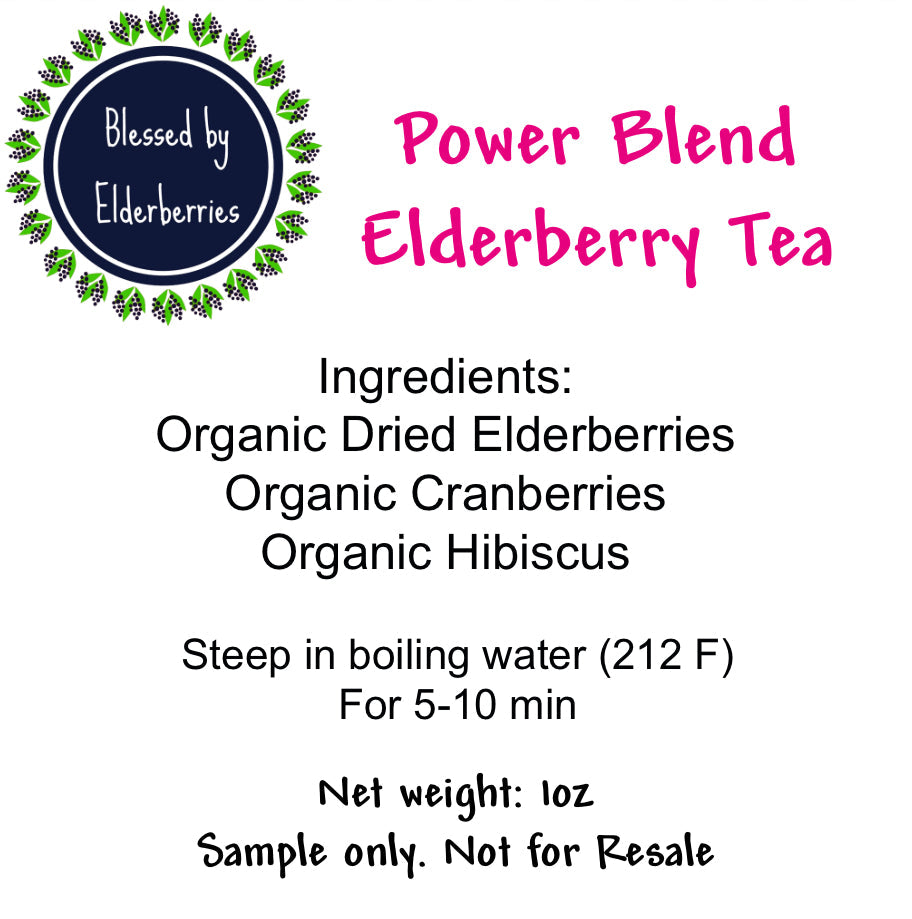 Herbal tea sampler bundle featuring assorted Blessed by Elderberries herbal teas with colorful tea bags in a gift box.