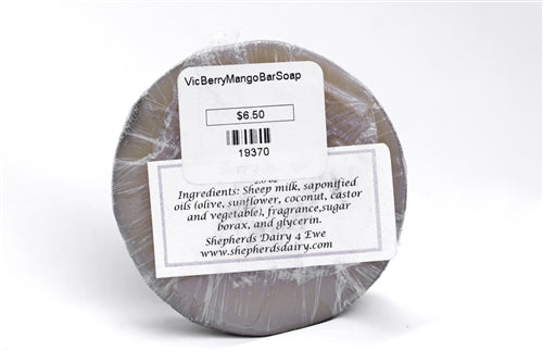 Berry Mango soap by Shepherd's Dairy 4 Ewe, 3 oz bath and body soap with fresh berry and mango scent, natural ingredients.