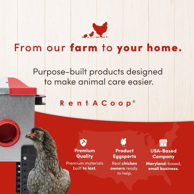 RentACoop Flock Feeder 15 6-Port, 15lb poultry feeder with multiple feeding ports for chickens or other flock birds.